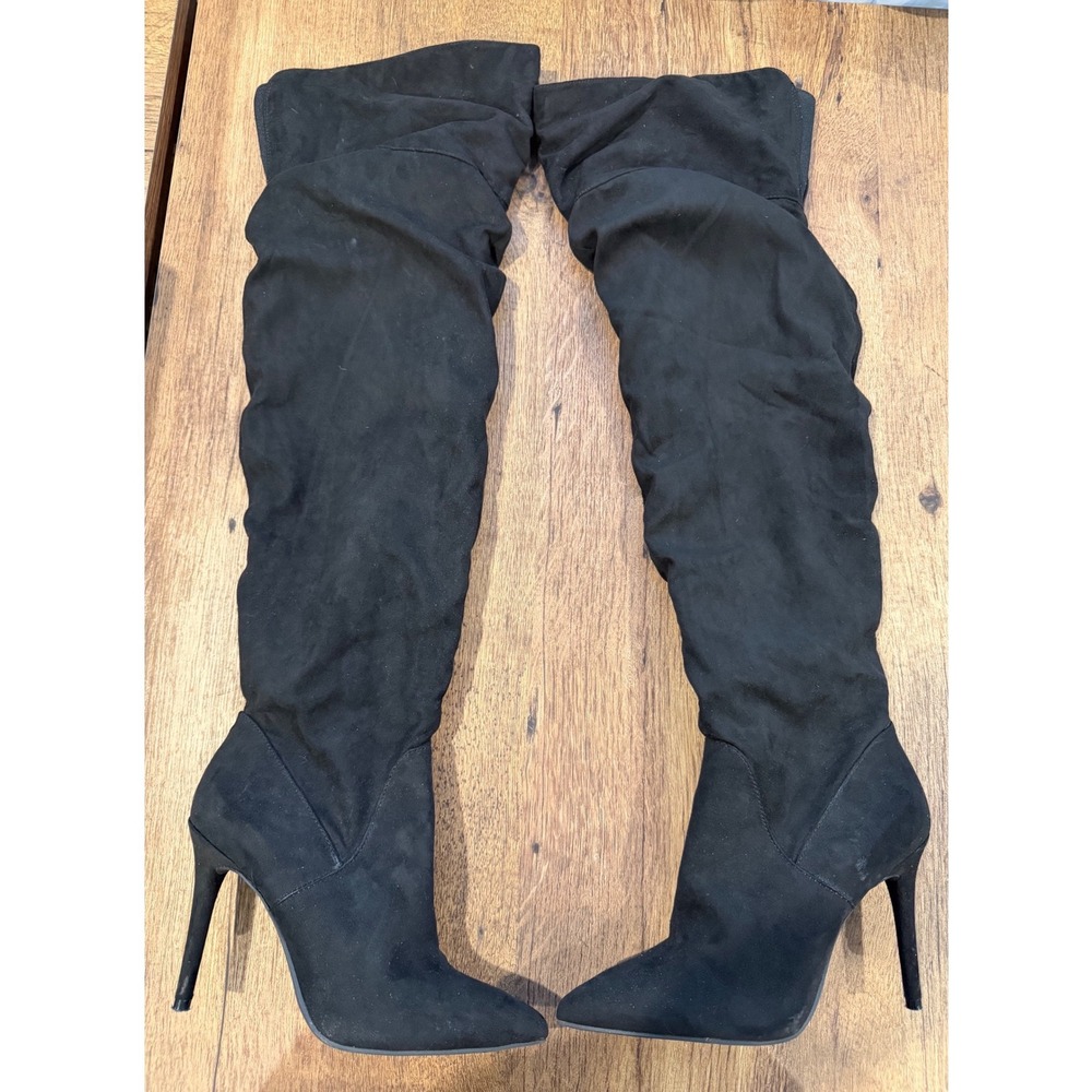 Jessica Simpson Black‎ Suede Pointed Toe Stiletto Heel Knee High Boots Size 7 - Picture 6 of 9